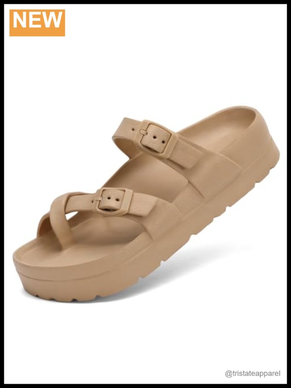 SOSOWHLTE Platform Slide Sandals Arch Support Adjustable Buckle